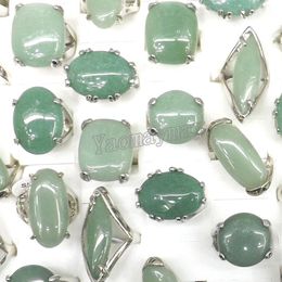 50pcs Lot Big Natural Light Green Jade Aventurine Rings Semi-precious Stone Rings Factory 250l