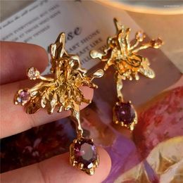 Stud Earrings Zircon Butterfly Brass Metal Gold Colour For Women Jewellery Retro Mediaeval Design S925 Silver Needle