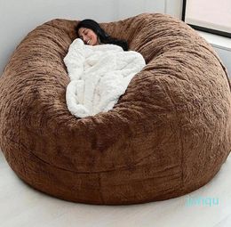 Giant Fur Bean Bag Cover Big Round Soft Fluffy Faux BeanBag Lazy Sofa Bed Living Room Furniture Drop