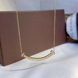 18K Gold Plated Stainless Steel Necklaces Fashion Womens Designer Necklace Choker Letter Pendant Chain Crystal Statement Wedding J291Z