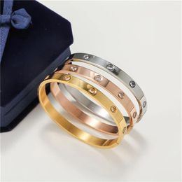 Stainless Steel Bracelet Silver Bangle Rose Gold Luxury Designer Jewellery Women Men No Screw Screwdriver Buckle Lover Charm Couple 309d