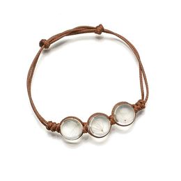 Charm Bracelets Handmade Weaving Dandelion Seeds Dried Flower Adjustable Leather For Women260O