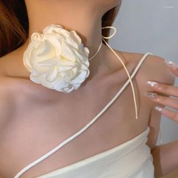 Choker Big Camellia Necklace Flower Collar Jewellery For Women Girls Drop
