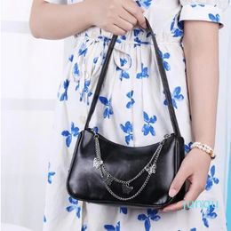 Women Butterfly Chain Shoulder Pure Colour All-match Armpit Elegant Ladies Small Hobos Female Handbags Purses