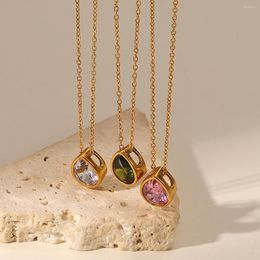 Pendant Necklaces DEAR-LIFE Romantic Teardrop White/pink/green Zirconia Necklace Light Luxury Jewellery For Women