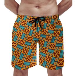 Men's Shorts Board African Tribal Cute Hawaii Swim Trunks Retro Design Print Quick Dry Sportswear Trendy Plus Size Beach