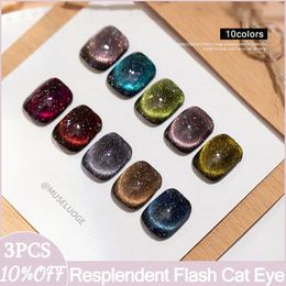 تلميع الأظافر Museluoge 10colors Resplendent Flash Cat Gey Gey Polish 15ml Magnetic Gel Light Luxury Gentle Nail Art for Nail Salon 230928