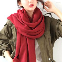 Scarves Korean Oversized Cotton Linen Neck Guard Warm Shawl Women's Winter Cycling Windproof Silk Scarf Monochrome Turban Bib P49