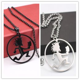 black silver High Polished Fashion Stainless Steel roker ICP Round Hatchet Man Pendant Men Women Necklace Chain289s