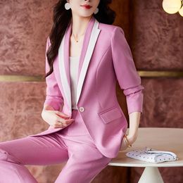 Women's Two Piece Pants High Quality Fabric Women Business Suits With And Jackets Coat Elegant Formal Professional OL Style Pantsuits