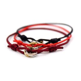 316L Stainless Steel Trinity ring string Bracelet three Rings hand strap couple bracelets for women and men fashion jewwelry famou265O