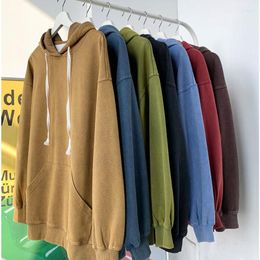 Men's Hoodies Wash Retro Sweater Man Woman Baggy Oversized Tops Fashion Drawstring Autumn Harajuku Pullovers Shirt Hoody Solid Color