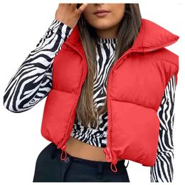 Women's Jackets Puffy Vest Women Zip Up Stand Collar Sleeveless Lightweight Padded Cropped Puffer Quilted Winter Warm Coat Jacket