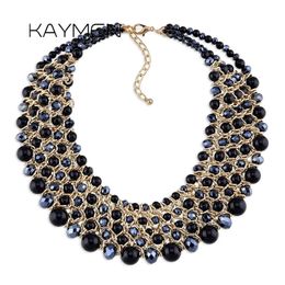 Wedding Jewellery Sets KAYMEN Handmade Fashion Necklace for Women Turquoise Crystals Beaded Chunky Statement Chokers Jewellery Drop- 230928