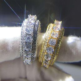 Bling Spinner Rings for Men Women Gifts 2 Colors AAA Cubic Zircon Mens Iced Out Diamond Ring Fashion Hip Hop Jewelry261E