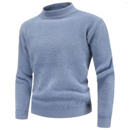 Men's Sweaters 2023 Autumn Winter Solid Casual Plush Turtleneck Loose Bottom Double Faced Velvet Sweater Simple Clothing Outfits