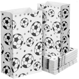 Gift Wrap 40 Pcs Candy Packaging Paper Bag Football Party Bags Fillers Theme Green Kids Kraft Soccer Treat Child