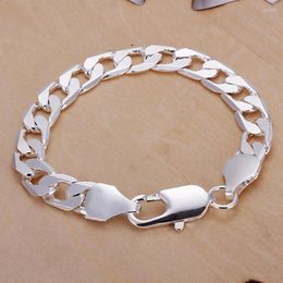 Link Bracelets Silver Colour Jewellery 6MM-12MM Bracelet Men Women Chain Noble Solid Wedding Party Gifts Stamped