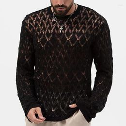 Men's Sweaters Sweater O-Neck Solid Jacquard Breathable Long Sleeve Knittwear Spring Autumn Mens Pullover Men Casual Tees Tops