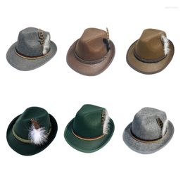 Berets Male Round Hat Breathable Feather Decors Bucket Adult Festival Halloween Party Fedora Unisex