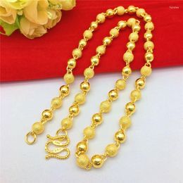 Chains SAIYE 18K Gold Necklace For Men Women Thick Yellow Wedding Engagement Anniversary Beads Chain Jewellery Gifts