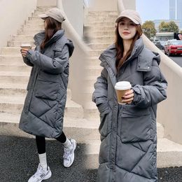 Women's Trench Coats 2023 Women Winter Jacket Hooded Cotton Padded Warm Thicken Overcoat Oversized Parkas Outwear Snow Wear Puffer