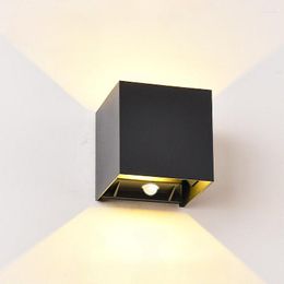 Wall Lamp Outdoor Indoor Waterproof Light Square Round Black LED For Porch Garden Decoration