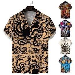Men's Casual Shirts Animal Elements Print For Men 3D Tiger Graphic TShirt Streetwear Fashion Trend Short Sleeve Single-Breasted
