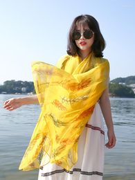 Scarves High Quality Elegant Women Silk Scarf Sarong Beach Wrap Shawl Chiffon Print Bandana Hijab Mujer Scarve Bufandas Foulard Pareo