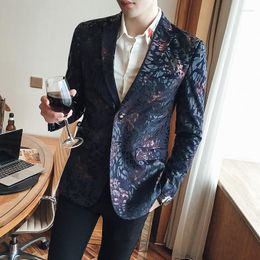 Men's Suits Boutique Fashion Business Slimming Trend Show Dress British Style Gentleman Leisure Print Officiating Wedding Blazer
