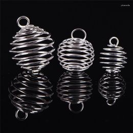 Pendant Necklaces 30PCS/Set Spiral Bead Cages Pendants Silver Plated Craft Jewellery Making DIY Gift