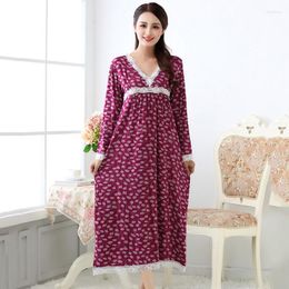 Women's Sleepwear Cotton Modal Nightdress Women Home Wear Plus Size Princess Long Type Lace Nightgown Breathable