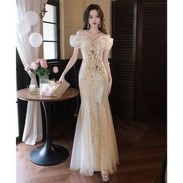 Elegant Shiny Mermaid Lace Mother Of The Bride Dresses Blingbling Appliqued V Neck Wedding Guest Gowns Plus Size Groom Mom Formal Evening Long Party Dress 403