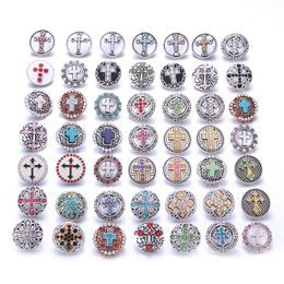 New 10pcs Whole Cross Faith 18mm Snap Jewellery Mixed Metal Rhinestone Snap Button Jewellery Fit Bracelet Bangles Necklaces2199