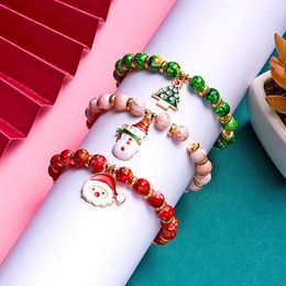 Charm Bracelets Christmas Beaded Creative Santa Claus Snowman Tree Shape Pendant Bracelet Charms Jewelry Gifts