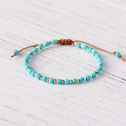 Charm Bracelets Boho 4mm Blue Friendship Bracelet Cut Surface Metal Beads Adjustable Women 2021 Jewellery Men Bracele211Y