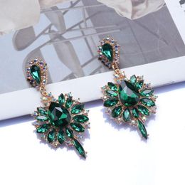 Dangle Earrings 2023 Red Green Blue Champagne Full Crystal Rhinestone Statement Large Long For Women Jewellery