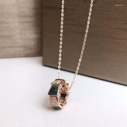 Pendant Necklaces High Quality Red Agate Malachite Zircon Inlay Serpentine Necklace For Women(DJ2114)