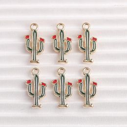 Charms 10pcs 9x19mm Cute Enamel Plant Cactus For Making DIY Pendants Necklaces Drop Earrings Handmade Bracelets Jewellery Findings