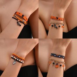 Strand Retro Exaggerated Thick Chain Bracelet Ghost Pumpkin Spider Halloween Party Fashion Jewellery Girl's Cool Bracelets Gift