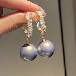 Oversized White Pearl Dangle Bohemian Fashion Gold Round Earrings Wedding Jewellery Gifts241s