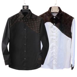 Primavera outono manga longa designer camisas de boliche moda masculina geométrica carta impressão botão para baixo vestido camisa homem camisa casual