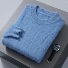 Men's Sweaters Sweater Autumn Winter Round Neck Pullover Thickened Mink Cashmere Jacquard Warm Casual Large Size Underlay Top