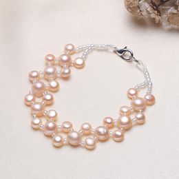 Strand Pearl Bracelet 6MM Freshwater Bread Elegant And Delicate Hand Jewelry For Women Girl Gift Suitable Parties