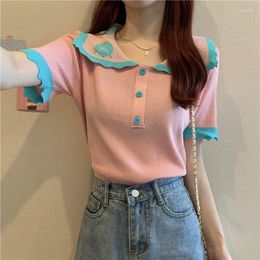 Women's Sweaters 2023 Summer Pure Style Short Sleeve Polo Neck Silk Knit Top For Clothing Pullovers Men's Winter Sweater
