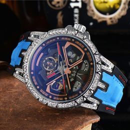 Mens Watches Mechanical Automatic Movement Watch Clear Back High Quality Iced Out Case Diamond Wristwatch Rubber Strap Waterproof 308T