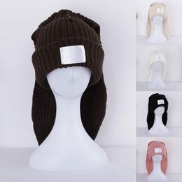 Berets Knit Hat Crochet Knitted Long Ear Skullies Beanie Winter Warm Funny Halloween Party Cosplay 066C