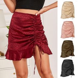 Skirts 2023 Drawstring Pleated Leopard Print Skirt Sexy Jacquard Fishtail Zipper Women's Clothing