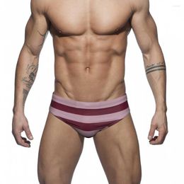 Men's Shorts WK54 Stripe Print Sexy Low Waist Men Swimwear 2023 Summer Beach Swim Briefs Bikinis Pool Swimsuits Bathing Suits