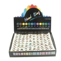 whloe 100Pcs lot Whole Jewelery Bulks Mixed Change Colour Silver Plated Mood Ring Temperature Emotion Feeling Rings For Wom300W